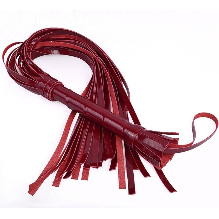 Бордовая лаковая плеть с ручкой - 65 см - BDSM accessories