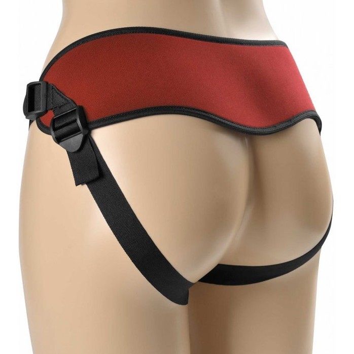 Красно-черные трусики с плугом Dual Peak размера L-XL - BDSM accessories. Фотография 2.