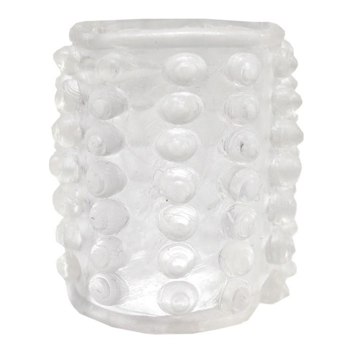 Прозрачная сквозная насадка на фаллос с пупырышками - 4 см