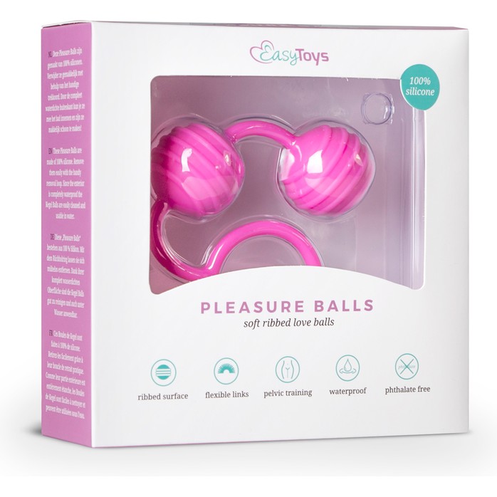 Розовые вагинальные шарики с ребрышками Pleasure Balls - Geisha Collection. Фотография 4.