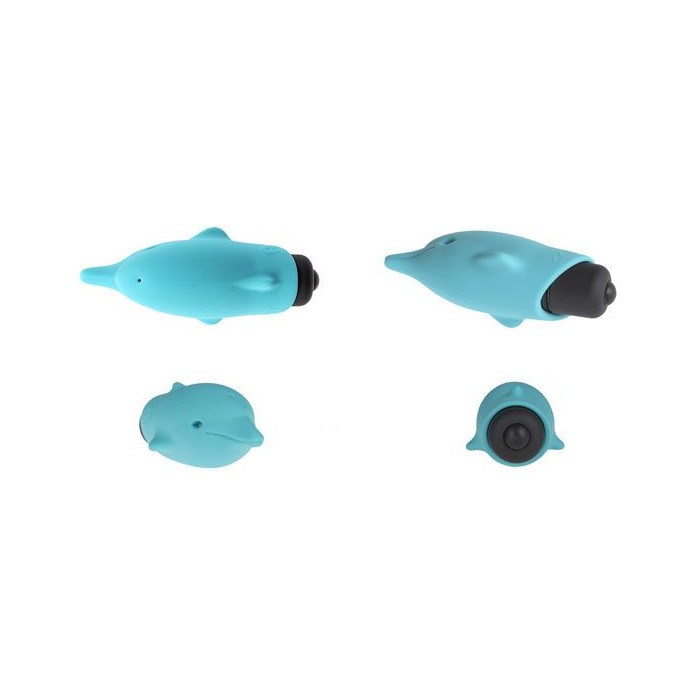 Голубой вибростимулятор-дельфин Lastic Pocket Dolphin - 7,5 см. Фотография 5.