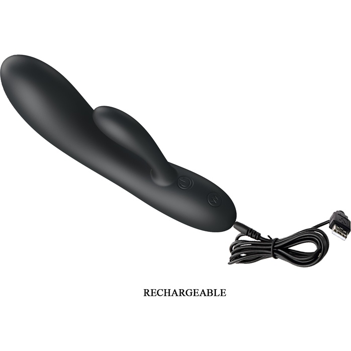 Черный вибратор с клиторальным отростком Matt - 16,9 см - Pretty Love. Фотография 7.