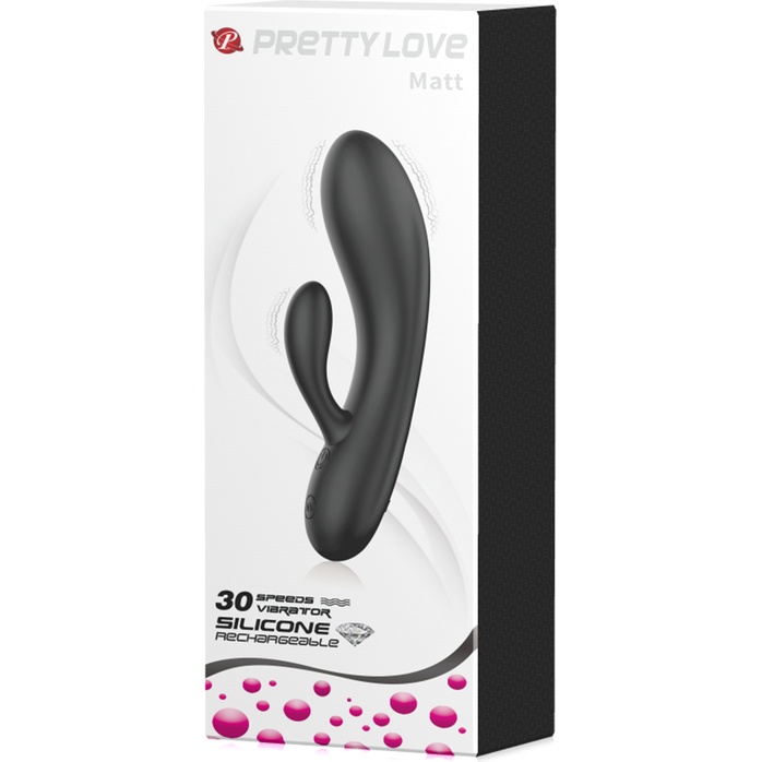 Черный вибратор с клиторальным отростком Matt - 16,9 см - Pretty Love. Фотография 8.