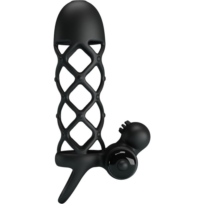 Черная насадка-сетка на пенис Penis Sleeve I - 13,5 см - Pretty Love. Фотография 3.