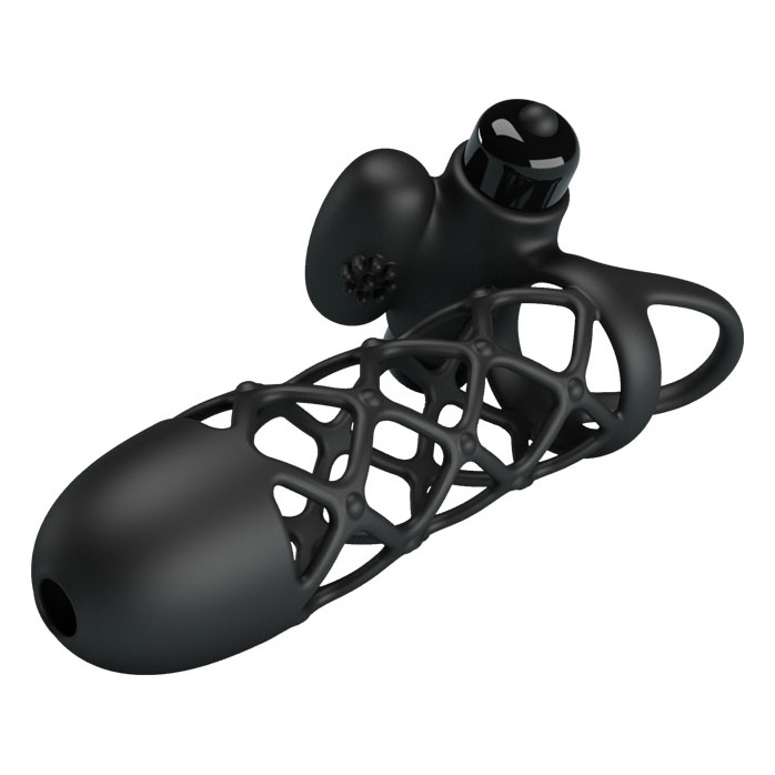 Черная насадка-сетка на пенис Penis Sleeve I - 13,5 см - Pretty Love. Фотография 4.