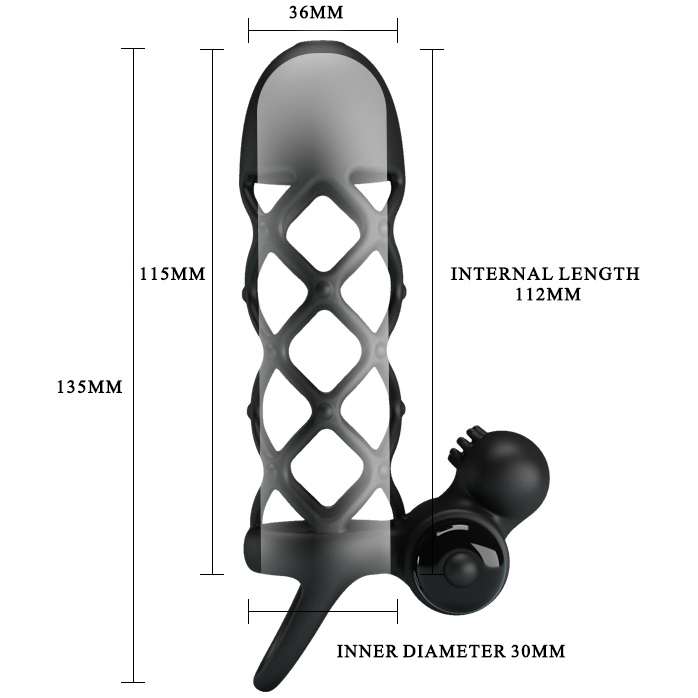 Черная насадка-сетка на пенис Penis Sleeve I - 13,5 см - Pretty Love. Фотография 5.