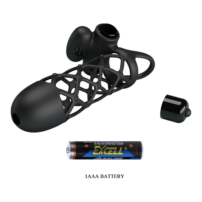 Черная насадка-сетка на пенис Penis Sleeve I - 13,5 см - Pretty Love. Фотография 6.