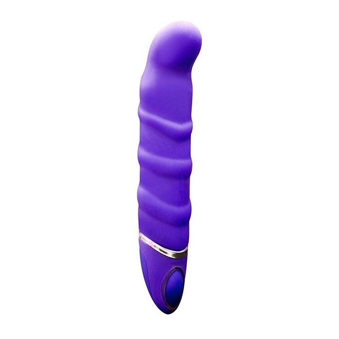 Фиолетовый перезаряжаемый вибратор с ребрышками PROVIBE - 14 см