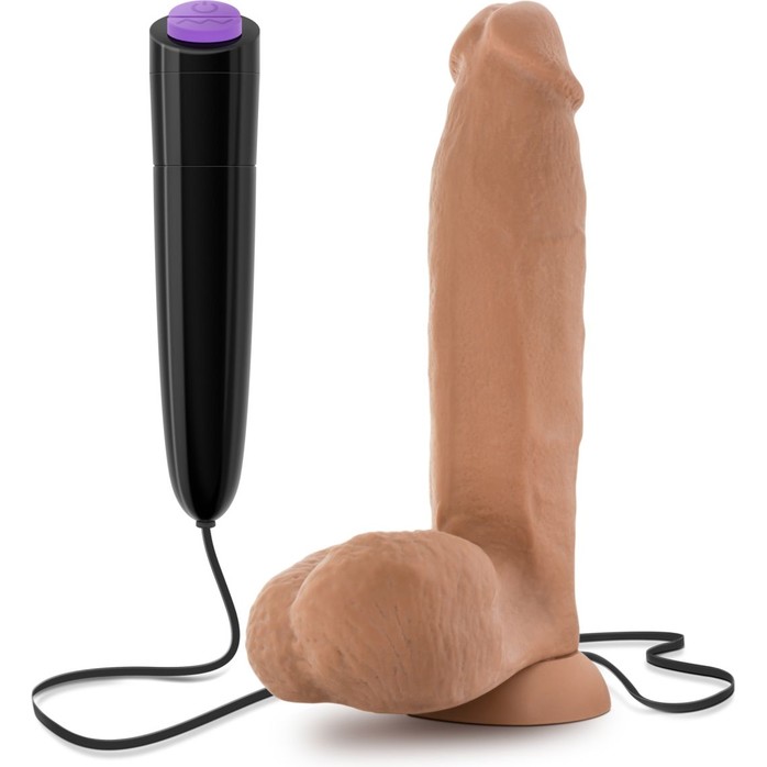 Кофейный вибратор 8 Inch Vibrating Cock - 20,3 см - X5 Plus. Фотография 2.