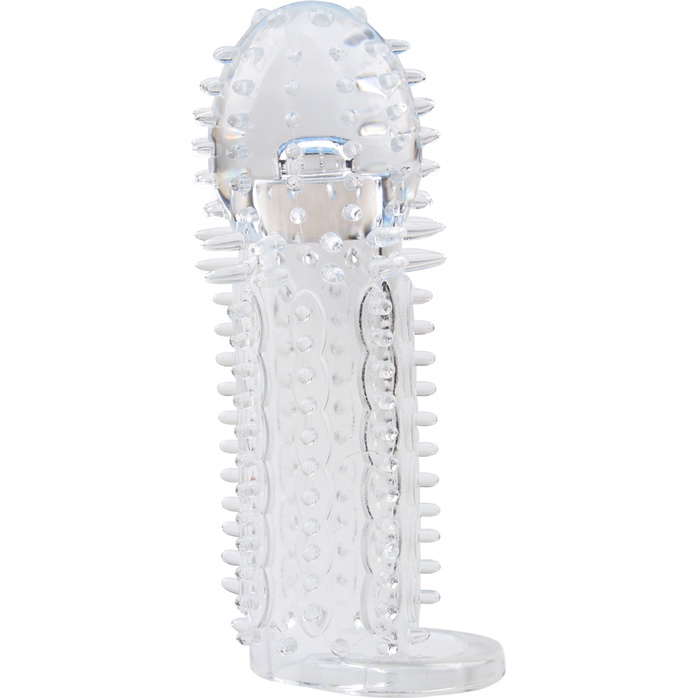 Закрытая прозрачная насадка на пенис с шипиками Nubby Sleeve - 14,5 см - SuperMe