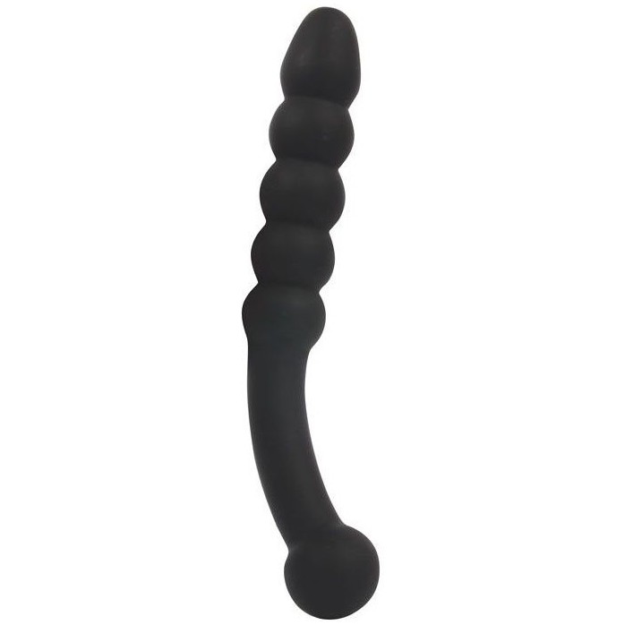 Черный изогнутый анальный стимулятор-елочка - 22,5 см - SEX EXPERT