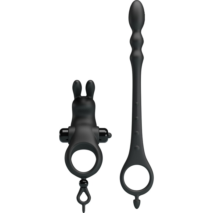 Черное эрекционное виброкольцо со съемным анальным хвостом - Pretty Love. Фотография 2.