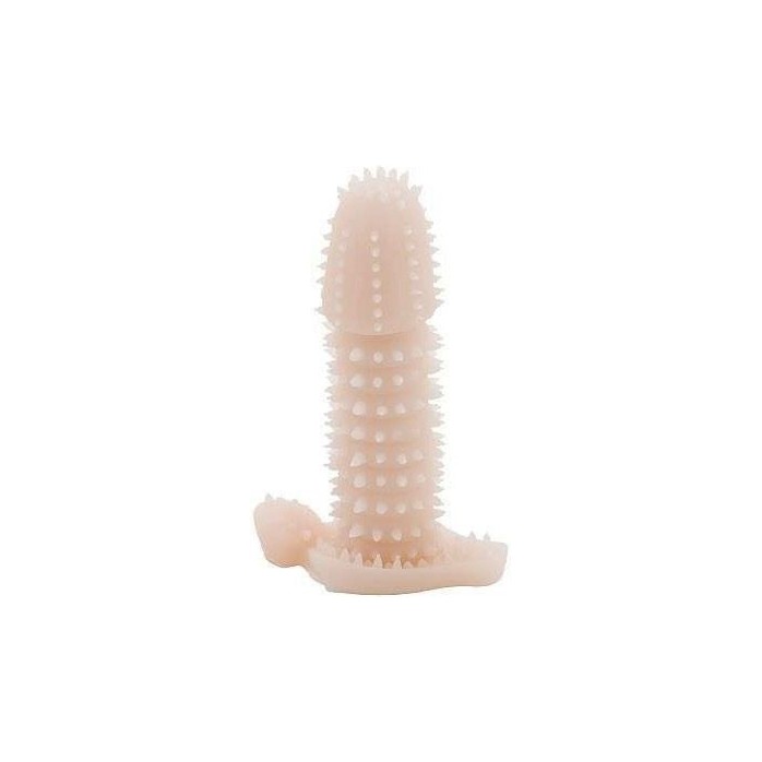 Телесная закрытая насадка на пенис с шипами - 12,5 см
