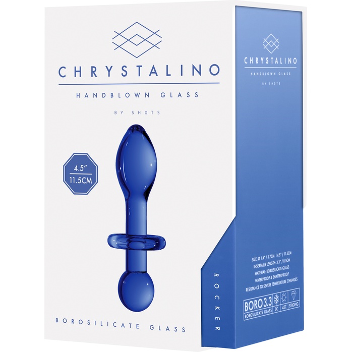 Синяя анальная пробка Chrystalino Rocker - 11,8 см - Chrystalino. Фотография 7.