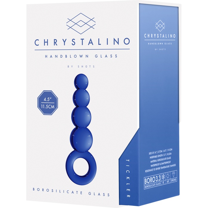 Синяя анальная пробка Chrystalino Tickler - 12 см - Chrystalino. Фотография 5.
