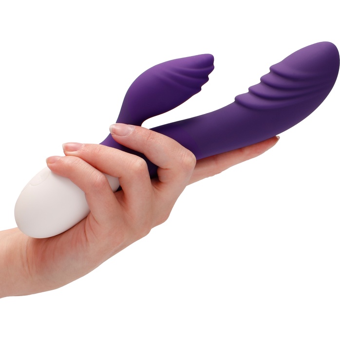 Фиолетовый вибратор-кролик Sunburst с функцией нагрева - 20 см - Heat. Фотография 5.