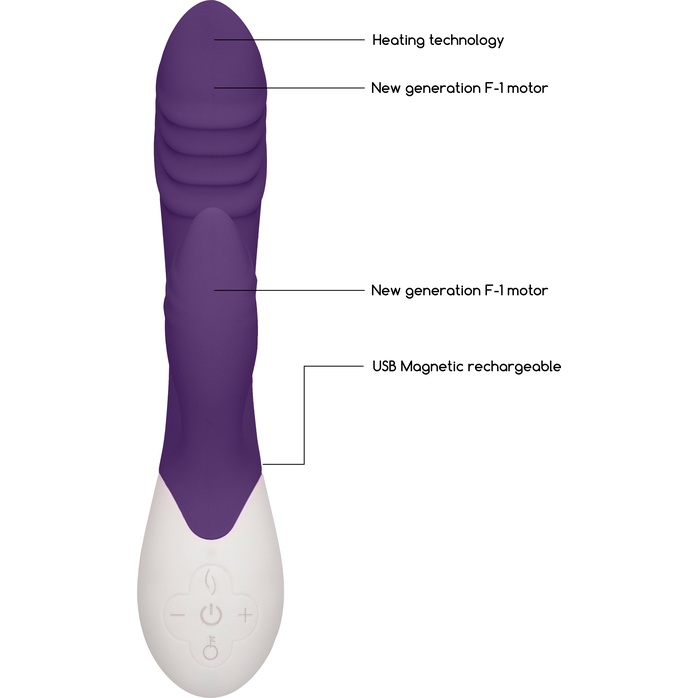 Фиолетовый вибратор-кролик Sunburst с функцией нагрева - 20 см - Heat. Фотография 7.