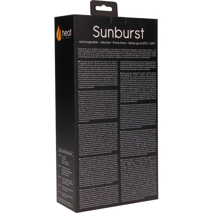 Фиолетовый вибратор-кролик Sunburst с функцией нагрева - 20 см - Heat. Фотография 9.