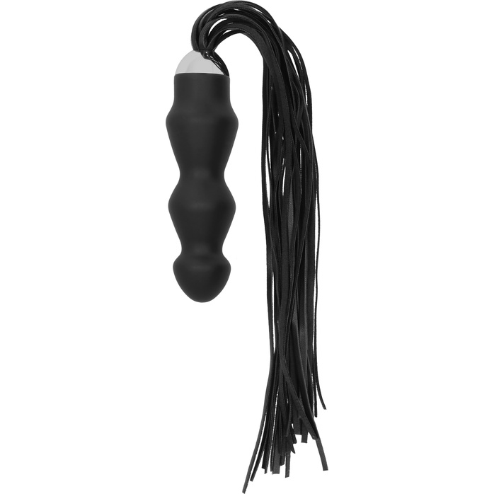 Черная плеть с рукоятью-стимулятором Flogger with Dildo - 46 см - Ouch!