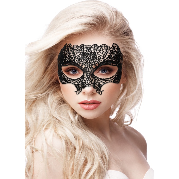 Черная кружевная маска Princess Black Lace Mask - Ouch!. Фотография 2.