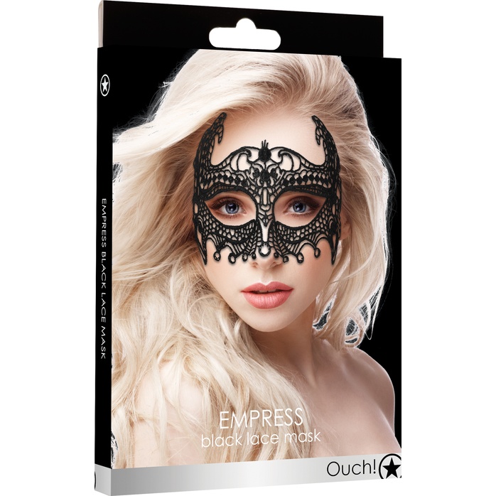 Черная кружевная маска ручной работы Empress Black Lace Mask - Ouch!. Фотография 3.