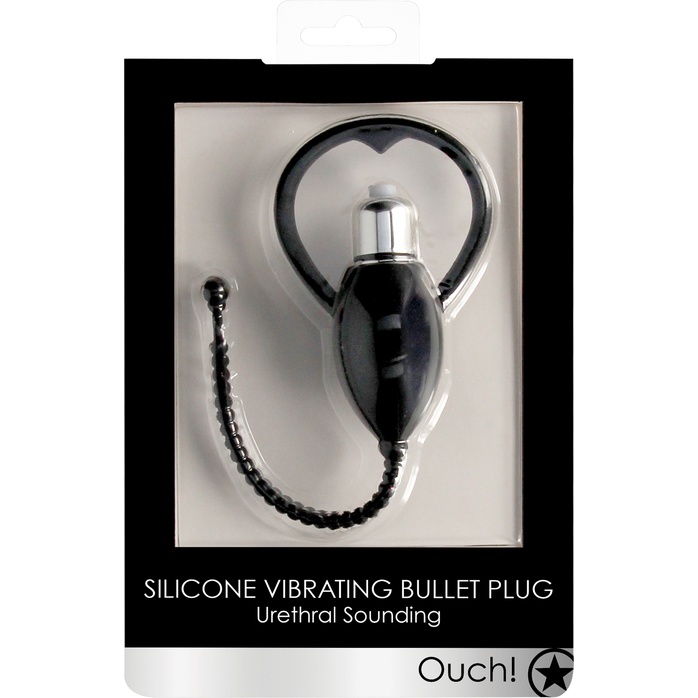 Черный уретральный вибростимулятор Urethral Sounding Vibrating Bullet Plug - Ouch!. Фотография 3.
