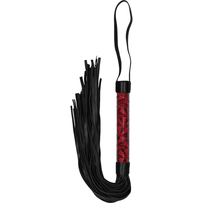 Красно-черная многохвостовая гладкая плеть Luxury Whip - 38,5 см - Ouch!. Фотография 2.