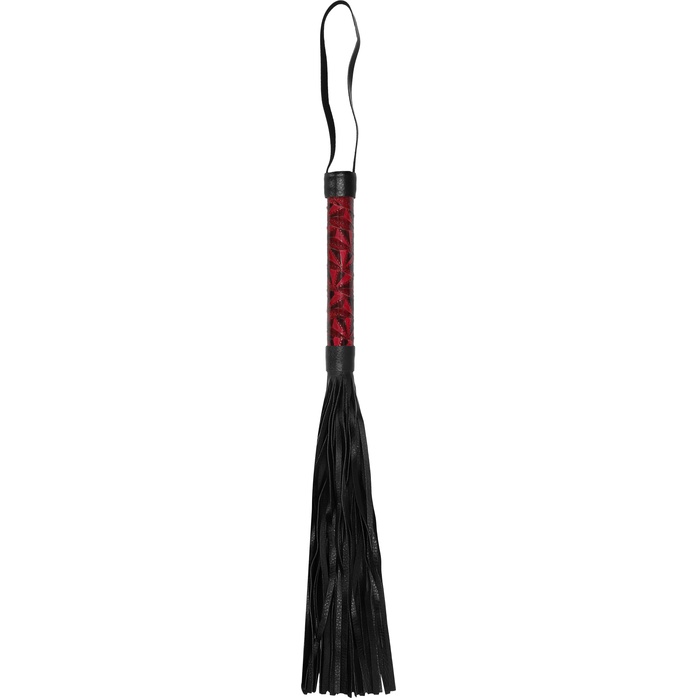 Красно-черная многохвостовая гладкая плеть Luxury Whip - 38,5 см - Ouch!