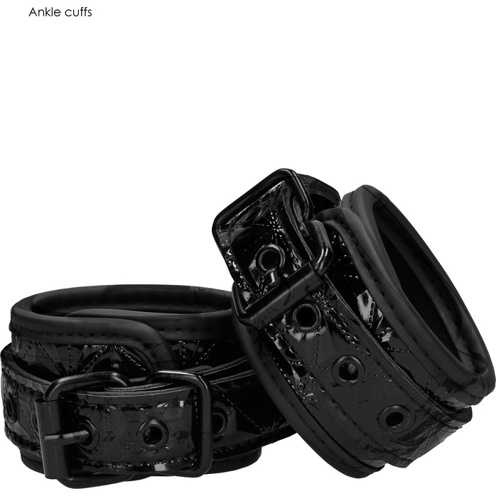 Черные наручники и наножники Luxury Hogtie - Ouch!. Фотография 3.