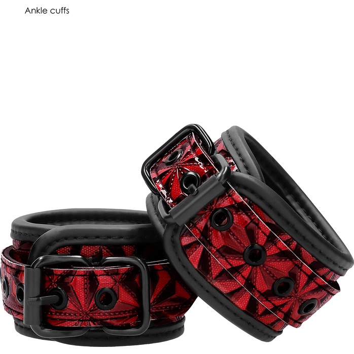 Красно-черные наручники и наножники Luxury Hogtie - Ouch!. Фотография 3.