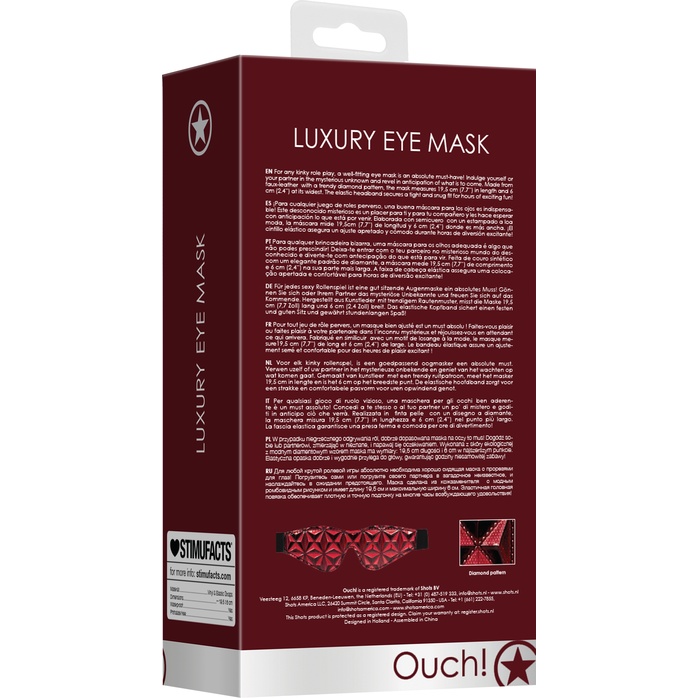 Красно-черная маска на глаза закрытого типа Luxury Eye Mask - Ouch!. Фотография 4.