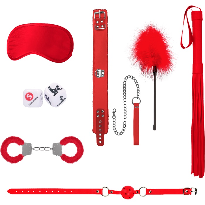 Красный игровой набор Introductory Bondage Kit №6 - Ouch!