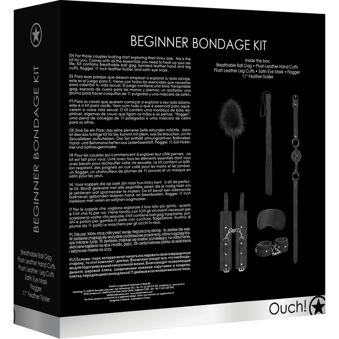 Черный игровой набор Beginners Bondage Kit - Ouch!. Фотография 4.