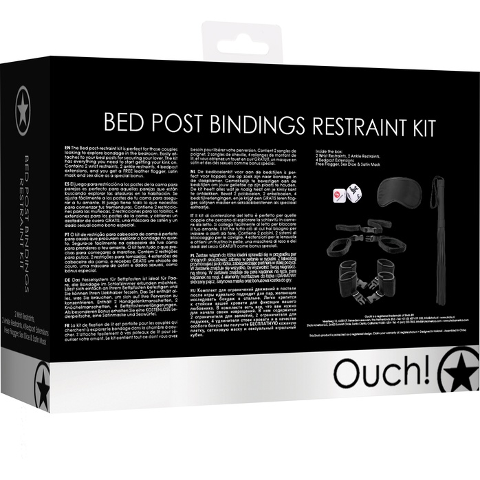 Черный игровой набор БДСМ Bed Post Bindings Restraing Kit - Ouch!. Фотография 4.