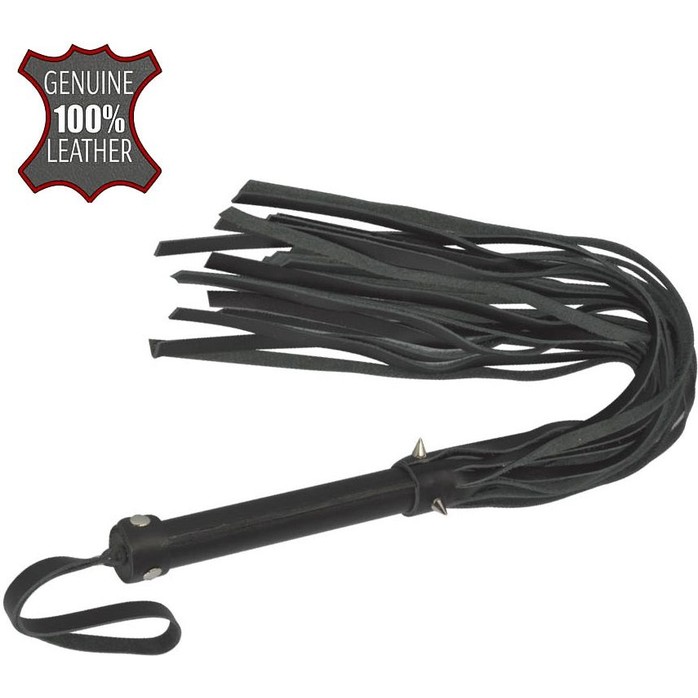 Черная большая многохвостая плеть с шипами - 55 см - BDSM accessories