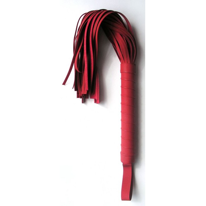 Красная многохвостая плеть с круглой ручкой - 46 см - NOTABU