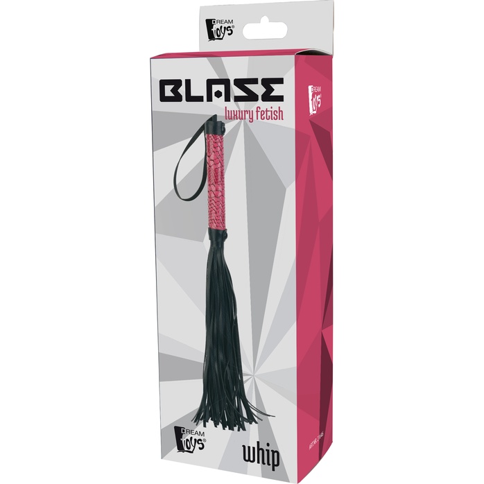 Черная мини-плеть WHIP с розовой ручкой - 39 см - Blaze. Фотография 2.
