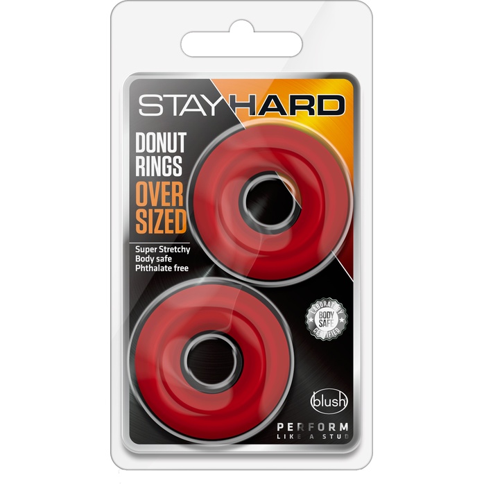 Набор из 2 красных эрекционных колец DONUT RINGS OVERSIZED - Stay Hard. Фотография 2.