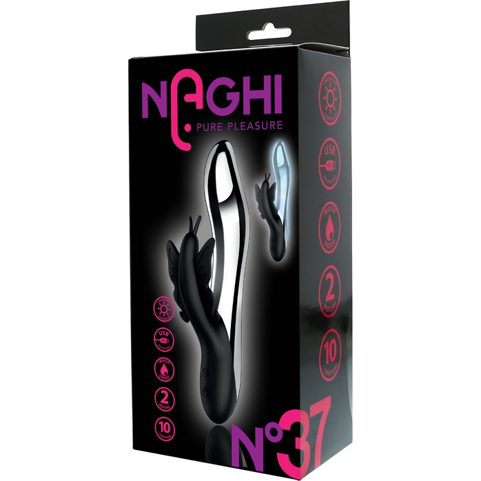 Черный вибратор с подсветкой NAGHI NO.37 RECHARGEABLE LIGHT-UP VIBE - 24 см - Naghi by Tonga. Фотография 3.