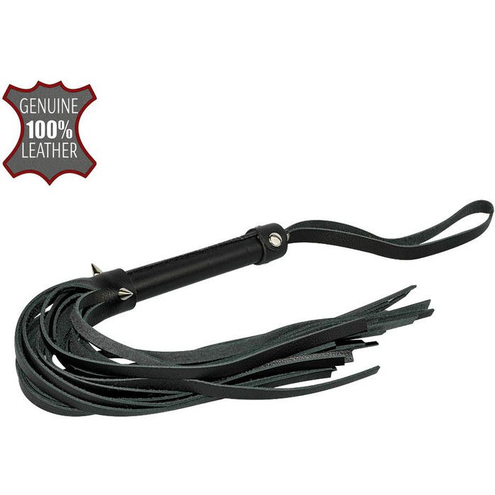 Черная многохвостовая плеть с шипами - 40 см - BDSM accessories