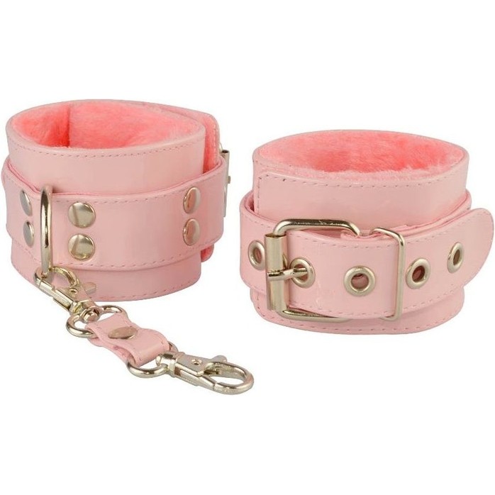 Нежно-розовые наручники с меховым подкладом - BDSM accessories