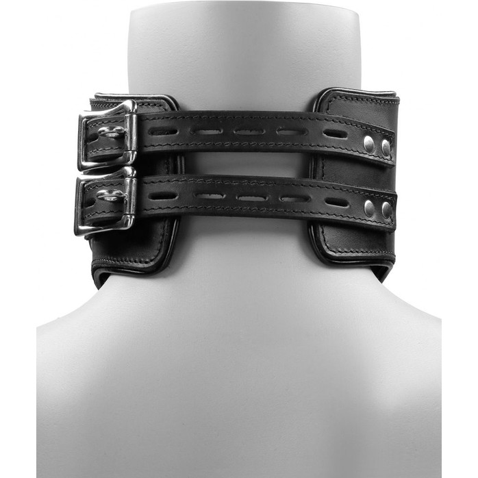 Черный широкий ошейник Heavy Duty Padded Posture Collar - Ouch!. Фотография 5.