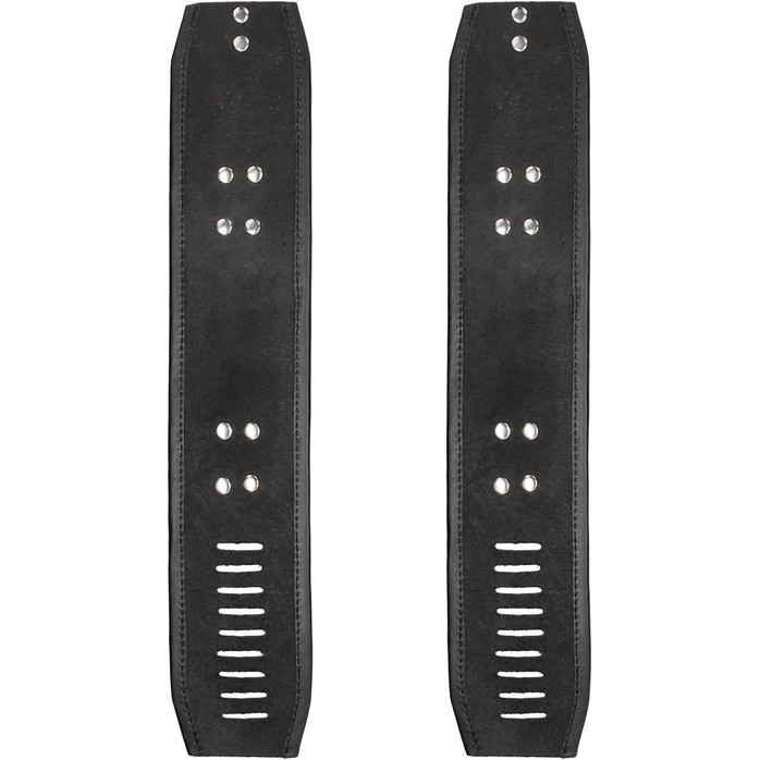 Черные наручники Restraint Handcuff With Padlock с замочком - Ouch!. Фотография 2.