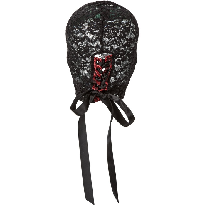 Кружевная маска-шлем на шнуровке сзади Corset Lace Hood - Scandal. Фотография 3.