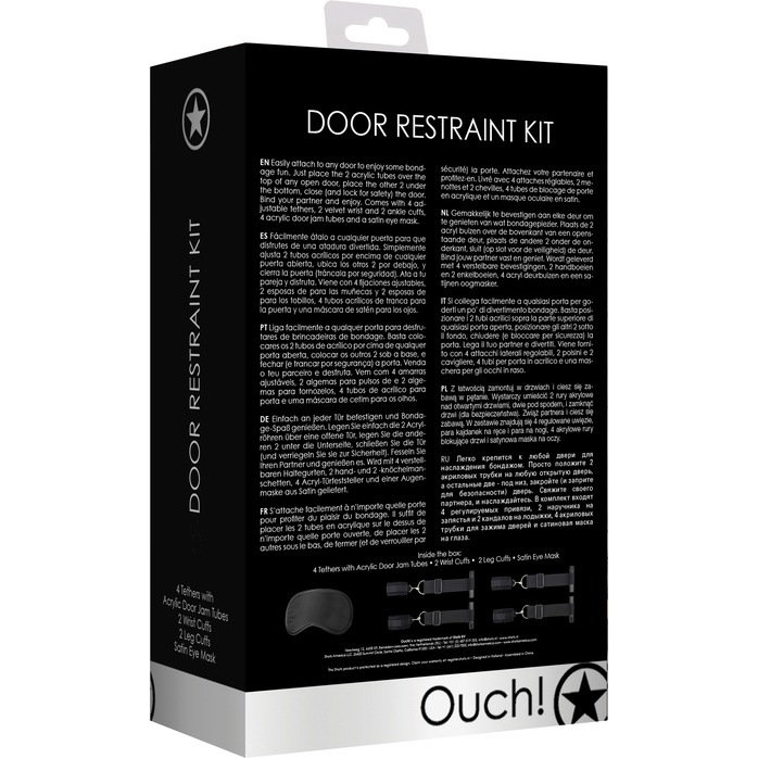 Черные оковы с креплением на дверь Door Restraint Set - Ouch!. Фотография 5.