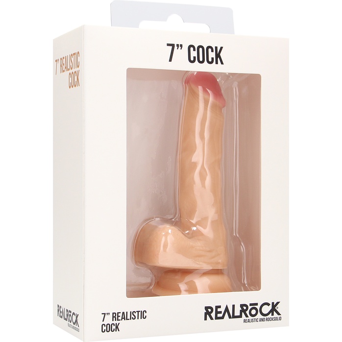 Телесный фаллоимитатор Realistic Cock With Scrotum 7 Inch - 18 см - RealRock. Фотография 2.