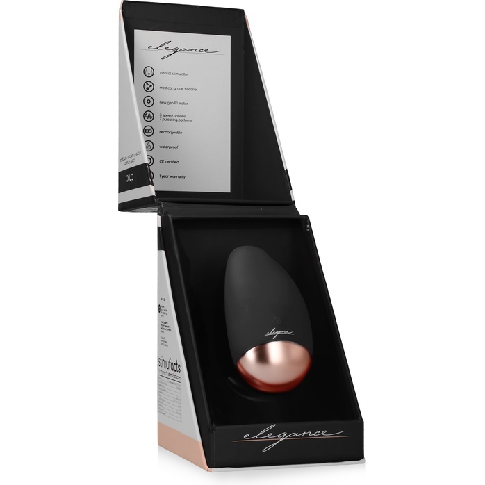 Черный вибратор Chic для клиторальной стимуляции - Elegance. Фотография 6.