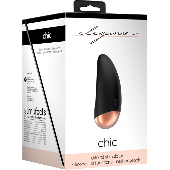 Черный вибратор Chic для клиторальной стимуляции - Elegance. Фотография 10.