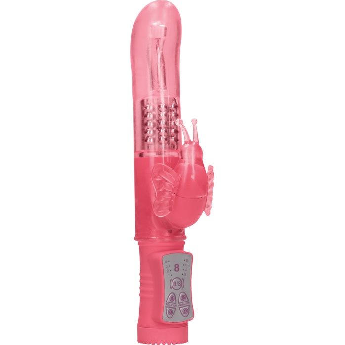 Розовый вибратор-кролик Rotating Butterfly - 22,8 см - Shots Toys