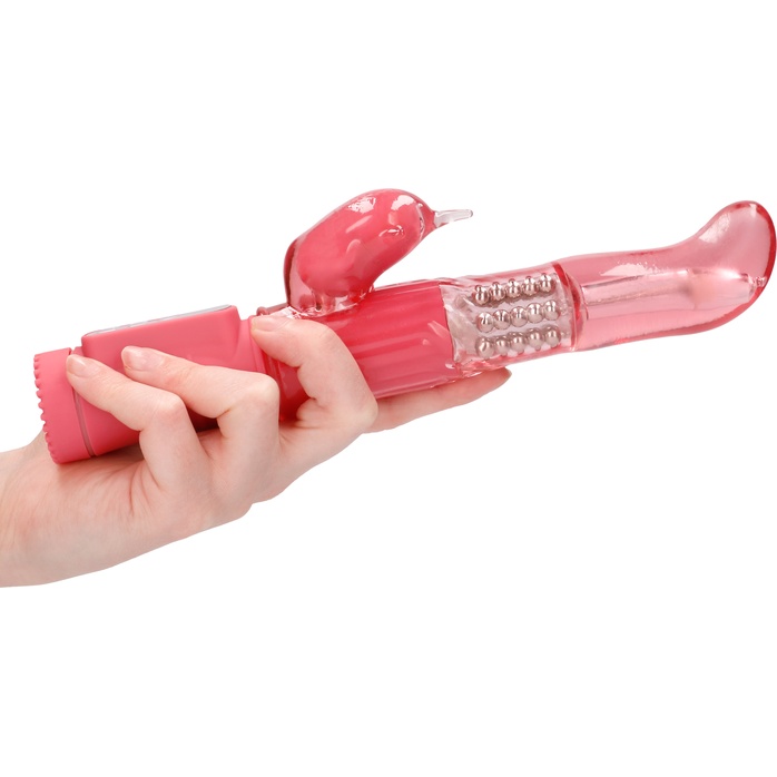 Розовый вибратор-кролик Rotating Dolphin - 23 см - Shots Toys. Фотография 4.